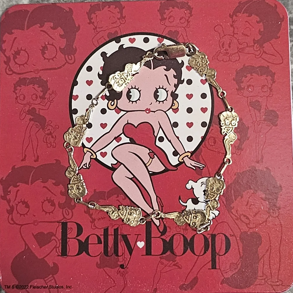 RARE 10k Gold Betty Boop 8-Character Figural Link Bracelet Heavy Collector's Pie - Picture 5 of 8